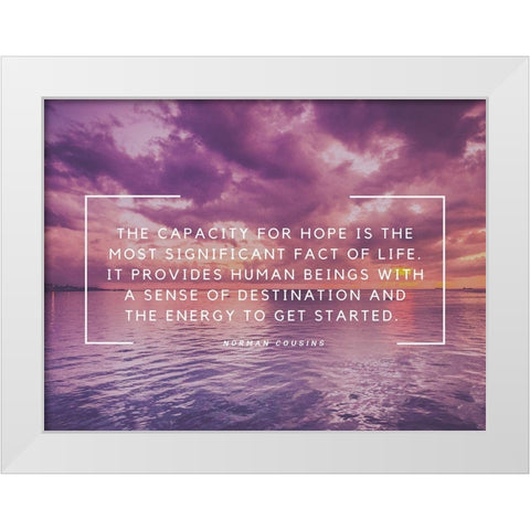 Norman Cousins Quote: Destination White Modern Wood Framed Art Print by ArtsyQuotes