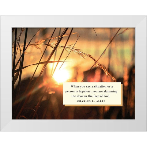 Charles L. Allen Quote: Slamming the Door White Modern Wood Framed Art Print by ArtsyQuotes