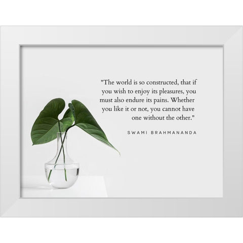 Swami Brahmananda Quote: Endure its Pains White Modern Wood Framed Art Print by ArtsyQuotes