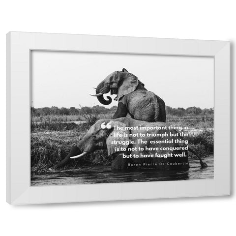 Baron Pierre De Coubertin Quote: Life is Not to Triumph White Modern Wood Framed Art Print by ArtsyQuotes