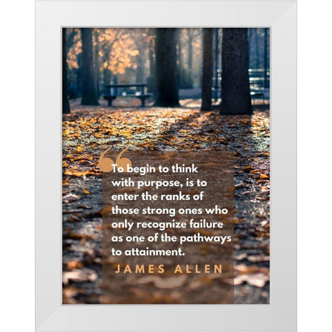 James Allen Quote: Recognize Failure White Modern Wood Framed Art Print by ArtsyQuotes