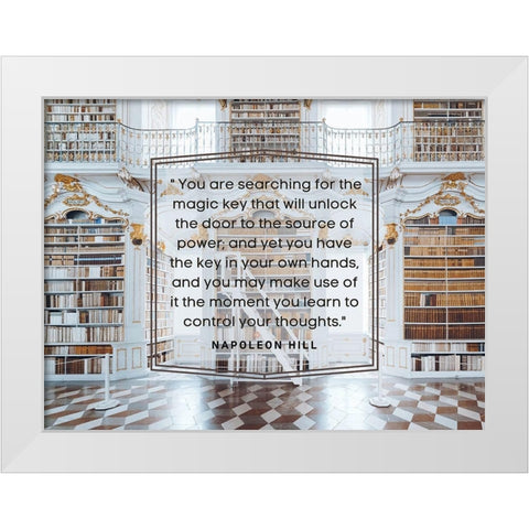 Napolean Hill Quote: The Magic Key White Modern Wood Framed Art Print by ArtsyQuotes