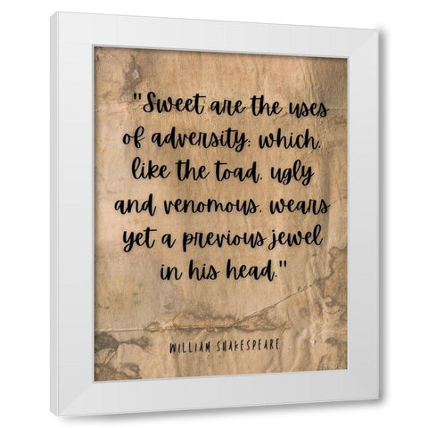 William Shakespeare Quote: Ugly and Venomous White Modern Wood Framed Art Print by ArtsyQuotes