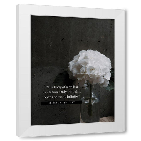 Michel Quoist Quote: The Body of Man White Modern Wood Framed Art Print by ArtsyQuotes