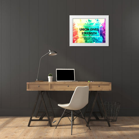 Homer Quote: Union Gives Strength White Modern Wood Framed Art Print by ArtsyQuotes