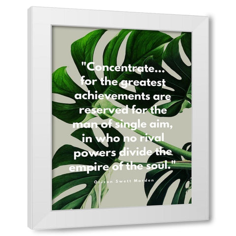 Orison Swett Marden Quote: Concentrate White Modern Wood Framed Art Print by ArtsyQuotes