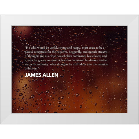 James Allen Quote: Strong and Happy White Modern Wood Framed Art Print by ArtsyQuotes