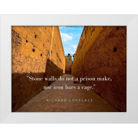 Richard Lovelace Quote: Stone Walls White Modern Wood Framed Art Print by ArtsyQuotes