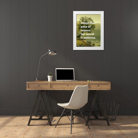 Ralph Waldo Emerson Quote: Adopt the Pace White Modern Wood Framed Art Print by ArtsyQuotes