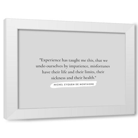 Michel Eyquem De Montaigne Quote: Experience White Modern Wood Framed Art Print by ArtsyQuotes