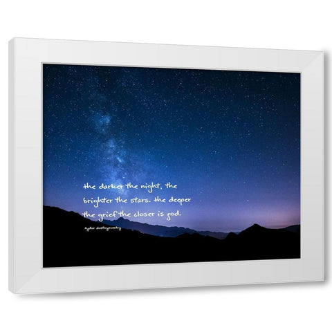 Fydor Dostoyevesky Quote: Darker the Night White Modern Wood Framed Art Print by ArtsyQuotes