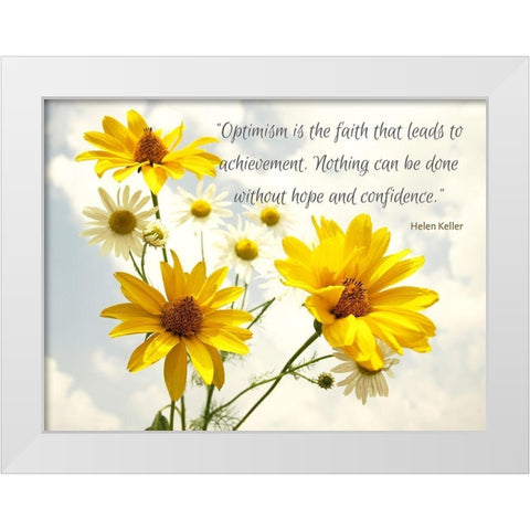 Helen Keller Quote: Optimism White Modern Wood Framed Art Print by ArtsyQuotes