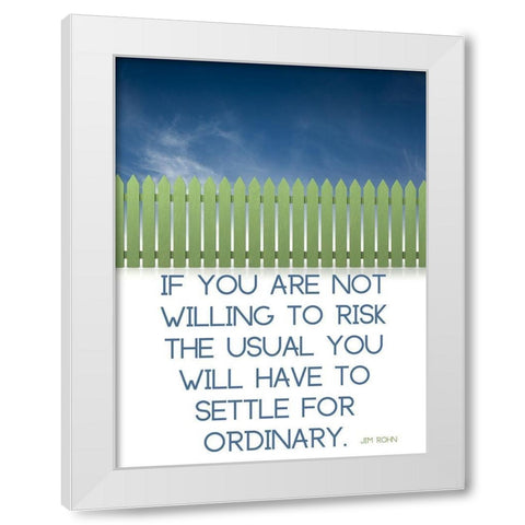 Jim Rohn Quote: Risk the Usual White Modern Wood Framed Art Print by ArtsyQuotes