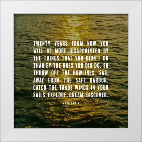 Mark Twain Quote: Disappointed White Modern Wood Framed Art Print by ArtsyQuotes