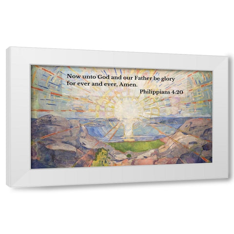 Bible Verse Quote Philippians 4:20, Edvard Munch, The Sun White Modern Wood Framed Art Print by ArtsyQuotes