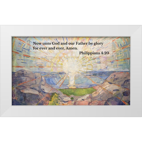 Bible Verse Quote Philippians 4:20, Edvard Munch, The Sun White Modern Wood Framed Art Print by ArtsyQuotes