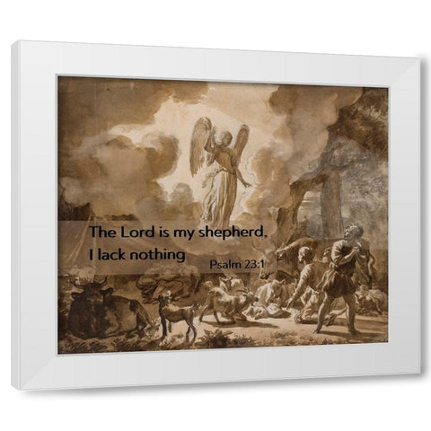 Bible Verse Quote Psalm 23:1, Adriaen van de Velde, The Angel Appearing to the Shepherds White Modern Wood Framed Art Print by ArtsyQuotes