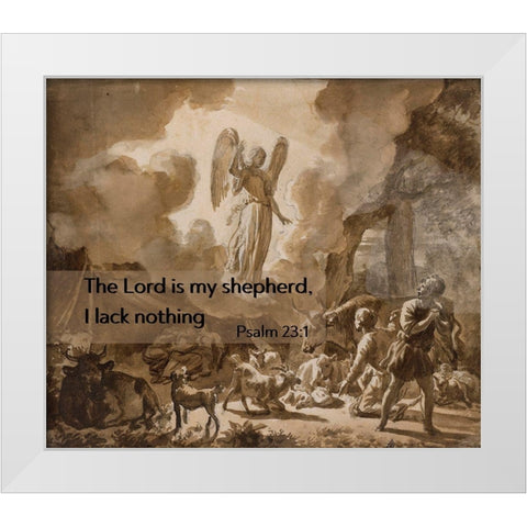 Bible Verse Quote Psalm 23:1, Adriaen van de Velde, The Angel Appearing to the Shepherds White Modern Wood Framed Art Print by ArtsyQuotes