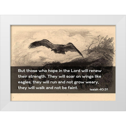 Bible Verse Quote Isaiah 40:31, Karl Bodmer - Eagle Flying White Modern Wood Framed Art Print by ArtsyQuotes