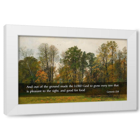 Bible Verse Quote Genesis 2:9, Ivan Shishkin - Autumn Leaves White Modern Wood Framed Art Print by ArtsyQuotes