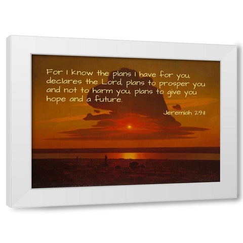 Bible Verse Quote Jeremiah 29:11, Arkhip Kuindzhi - Red Sunset on the Dnieper White Modern Wood Framed Art Print by ArtsyQuotes