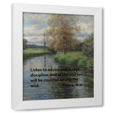 Bible Verse Quote Proverbs 19:20, Louis Aston Knight - At the Waters Edge White Modern Wood Framed Art Print by ArtsyQuotes
