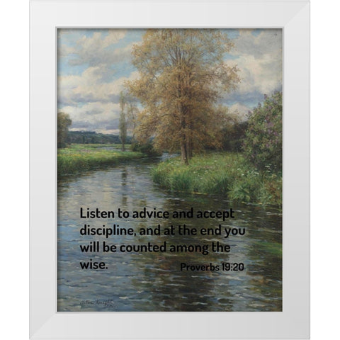 Bible Verse Quote Proverbs 19:20, Louis Aston Knight - At the Waters Edge White Modern Wood Framed Art Print by ArtsyQuotes