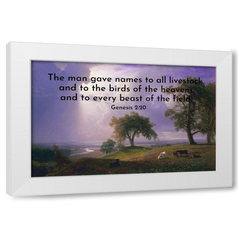 Bible Verse Quote Genesis 2:20, Albert Bierstadt - California Spring White Modern Wood Framed Art Print by ArtsyQuotes