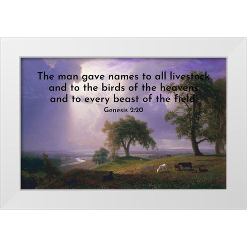 Bible Verse Quote Genesis 2:20, Albert Bierstadt - California Spring White Modern Wood Framed Art Print by ArtsyQuotes
