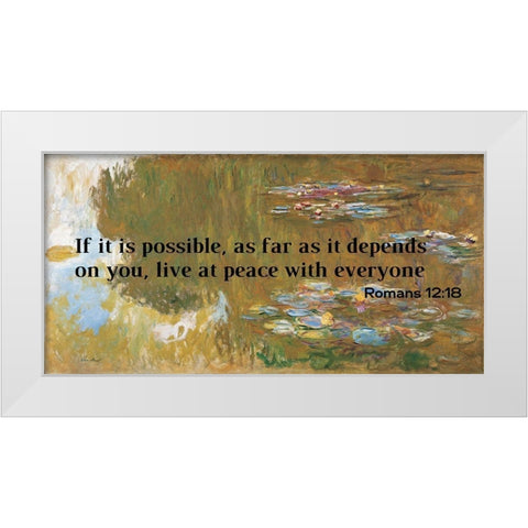 Bible Verse Quote Romans 12:18, Claude Monet - Country Scene White Modern Wood Framed Art Print by ArtsyQuotes