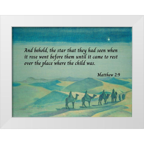 Bible Verse Quote Matthew 2:9, Nicholas Roerich - Star of Mother of the World White Modern Wood Framed Art Print by ArtsyQuotes