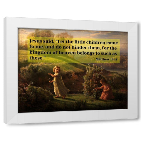 Bible Verse Quote Matthew 19:14, Anne Francois Janmot - Poem of the Soul Spring White Modern Wood Framed Art Print by ArtsyQuotes