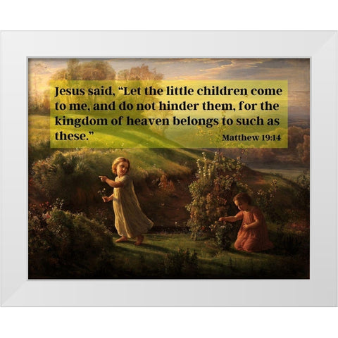 Bible Verse Quote Matthew 19:14, Anne Francois Janmot - Poem of the Soul Spring White Modern Wood Framed Art Print by ArtsyQuotes