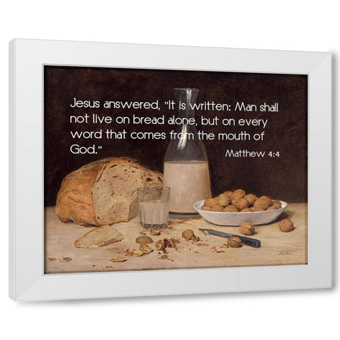 Bible Verse Quote Matthew 4:4, Albert Ankler - Still Life New Wine White Modern Wood Framed Art Print by ArtsyQuotes