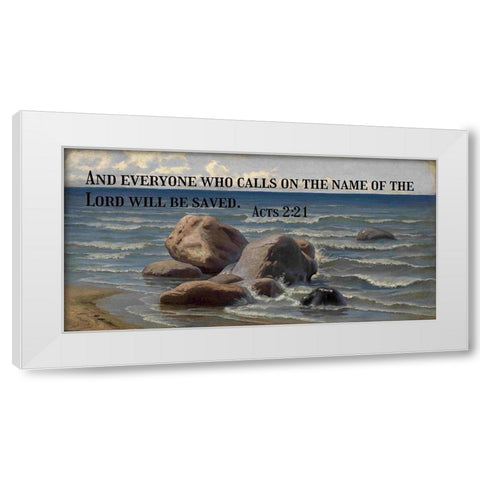 Bible Verse Quote Acts 2:21, Efim Volkov - Seascape 2 White Modern Wood Framed Art Print by ArtsyQuotes