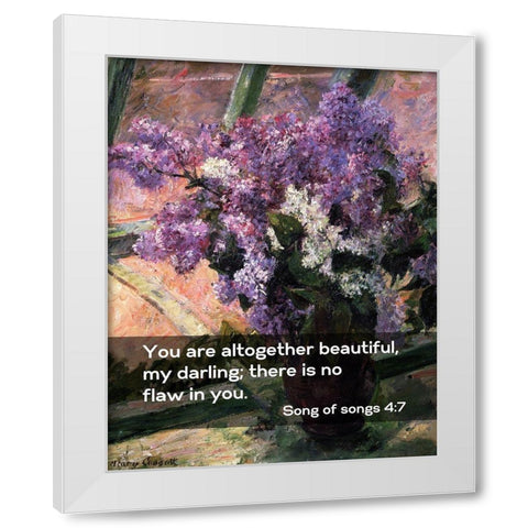 Bible Verse Quote Song of Songs 4:7, Mary Cassatt - Lilacs in a Window White Modern Wood Framed Art Print by ArtsyQuotes