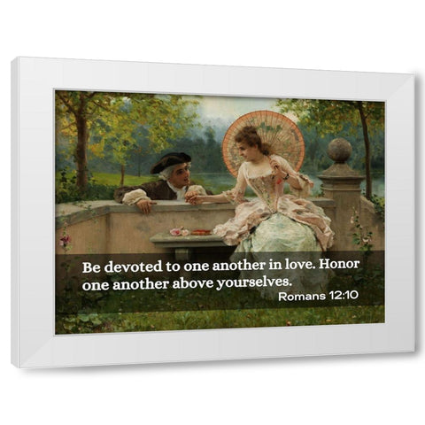 Bible Verse Quote Romans 12:10, Federico Andreotti - An in Love Conversation in Park White Modern Wood Framed Art Print by ArtsyQuotes