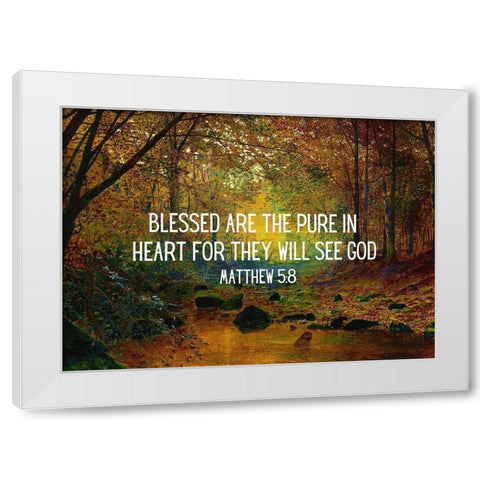 Bible Verse Quote Matthew 5:8, John Atkinson Grimshaw - River White Modern Wood Framed Art Print by ArtsyQuotes