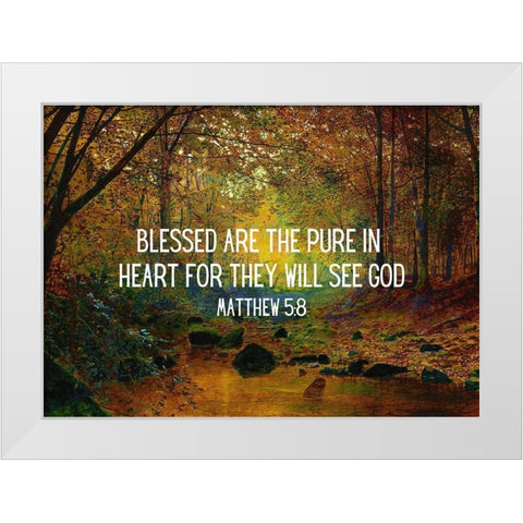 Bible Verse Quote Matthew 5:8, John Atkinson Grimshaw - River White Modern Wood Framed Art Print by ArtsyQuotes