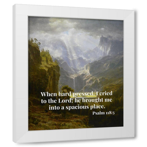 Bible Verse Quote Psalm 118:5, Albert Bierstadt - The Rocky Mountains Landers Peak White Modern Wood Framed Art Print by ArtsyQuotes