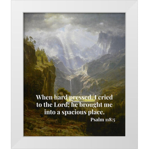 Bible Verse Quote Psalm 118:5, Albert Bierstadt - The Rocky Mountains Landers Peak White Modern Wood Framed Art Print by ArtsyQuotes