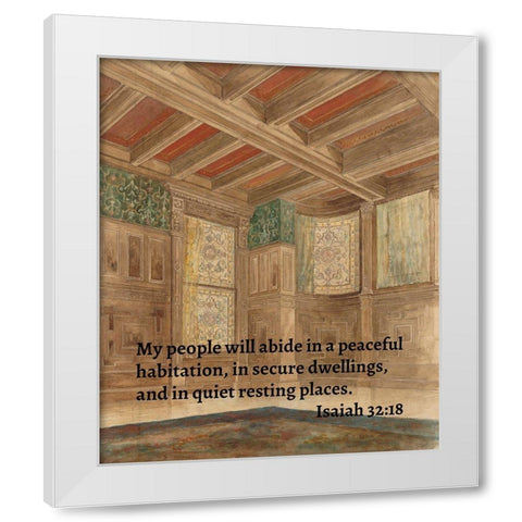 Bible Verse Quote Isaiah 32:18, Louis Comfort Tiffany - Design for an interior White Modern Wood Framed Art Print by ArtsyQuotes