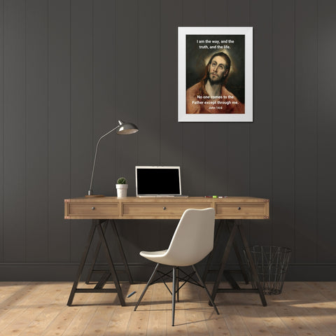 Bible Verse Quote John 14:6, El Greco - Christ White Modern Wood Framed Art Print by ArtsyQuotes