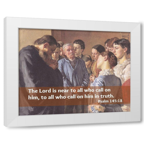 Bible Verse Quote Psalm 145:18, Ferdinand Hodler - Devotion White Modern Wood Framed Art Print by ArtsyQuotes