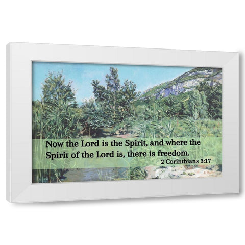 Bible Verse Quote 2 Corinthians 3:17, Ferdinand Hodler - At the Foot of the Saleve White Modern Wood Framed Art Print by ArtsyQuotes