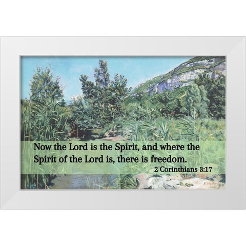 Bible Verse Quote 2 Corinthians 3:17, Ferdinand Hodler - At the Foot of the Saleve White Modern Wood Framed Art Print by ArtsyQuotes