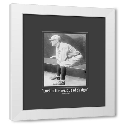 Branch Rickey Quote: Luck White Modern Wood Framed Art Print by ArtsyQuotes
