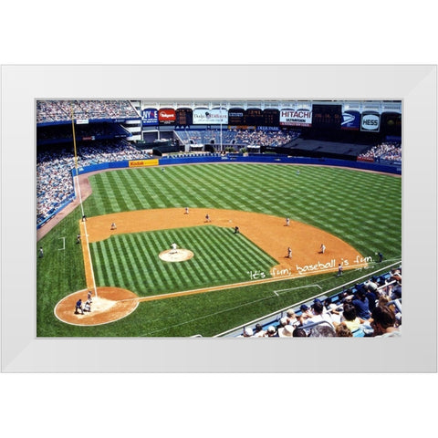 Yogi Berra Quote: Baseball is Fun White Modern Wood Framed Art Print by ArtsyQuotes
