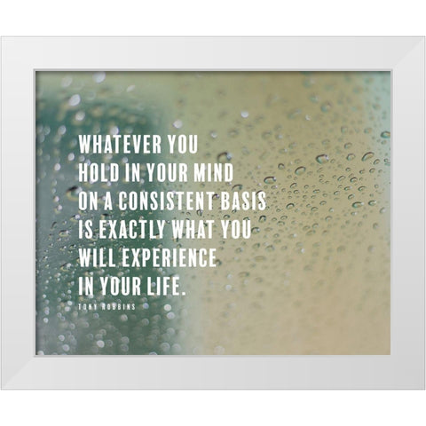 Tony Robbins Quote: Experience White Modern Wood Framed Art Print by ArtsyQuotes