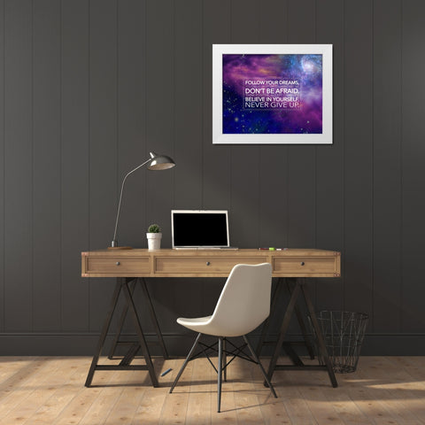 Artsy Quotes Quote: Follow Your Dreams White Modern Wood Framed Art Print by ArtsyQuotes
